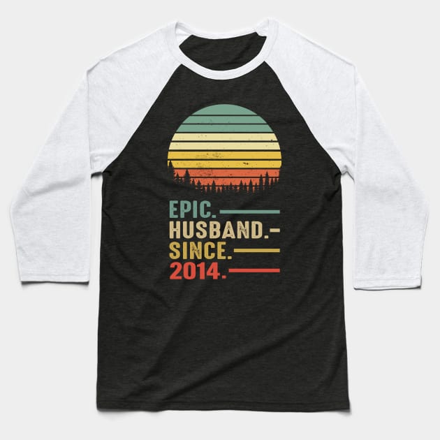 Epic Husband Since 2014 Vintage retro 7 years Marriage Anniversary Baseball T-Shirt by Moe99